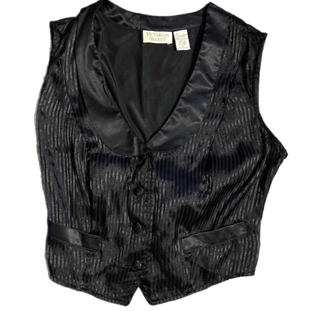 Vintage victorias secret gold label pinstriped vest (medium)